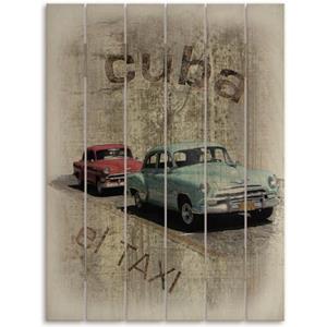 Artland Artprint op hout Cuba - De taxi