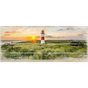 Wall-Art Artprint op hout Vuurtoren op Sylt