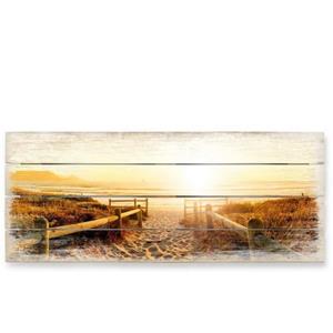 Wall-Art Artprint op hout Zonsondergang Boho deco (1 stuk)