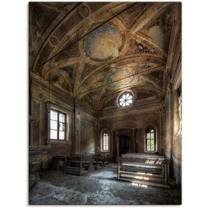 Artland Artprint Lost Place Bij het raam fauteuil - Lost Place oude kerk architectuur als artprint van aluminium, artprint op linnen, muursticker of poster in verschillende maten