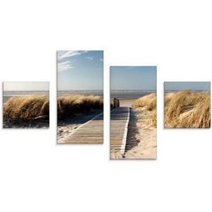 Artland Print op glas Noordzeestrand op Langeoog - pier in verschillende maten