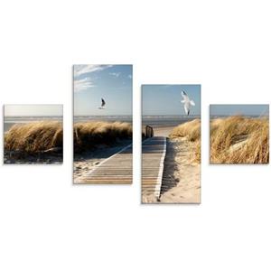 Artland Print op glas Noordzeestrand op Langeoog met meeuwen in verschillende maten