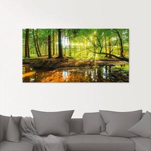 Artland Glasbild "Wald mit Bach", Wald, (1 St.)