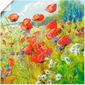 Artland Wandbild "Sommerwiese mit Mohnblumen", Blumenwiese, (1 St.), als Alubild, Outdoorbild, Leinwandbild, Poster in verschied. Größen
