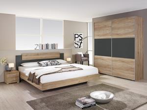 Mobistoxx Complete slaapkamer BORBASO 160x200 cm sanremo eik/metaalgrijs