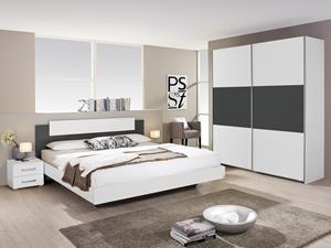 Mobistoxx Complete slaapkamer BORBASO 160x200 cm wit/metaalgrijs