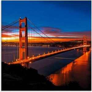 Artland Print op glas The Golden Gate Bridge 's morgens vroeg in verschillende maten