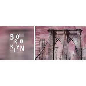 Queence Artprint op linnen Brooklyn set van 2 (set)