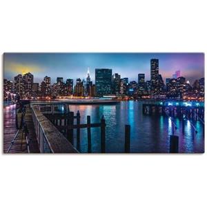 Artland Artprint New York Manhattan in de schemering als artprint op linnen, muursticker of poster in verschillende maten