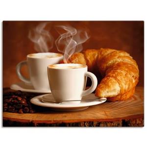 Artland Artprint Stomende cappuccino en croissant als artprint van aluminium, artprint op linnen, muursticker of poster in verschillende maten