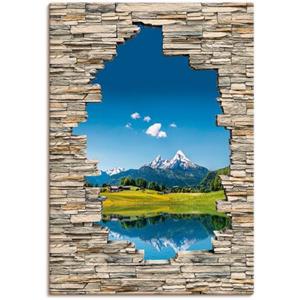 Artland Artprint Landschap in de Alpen uitzicht stenen muur als artprint van aluminium, artprint op linnen, muursticker of poster in verschillende maten