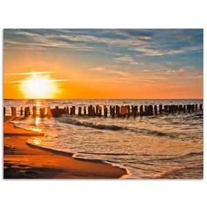 Artland Artprint Mooie zonsondergang aan het strand als artprint van aluminium, artprint op linnen, muursticker of poster in verschillende maten