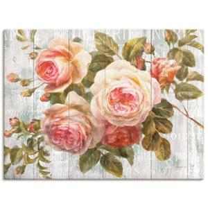 Artland Artprint Vintage rozen op hout als artprint op linnen, muursticker of poster in verschillende maten