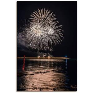 Artland Artprint Vuurwerk aan de zee als artprint van aluminium, artprint op linnen, muursticker of poster in verschillende maten