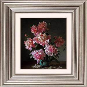 Queence Artprint op acrylglas Roze Bloemen