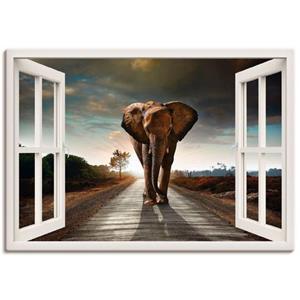 Artland Artprint Olifant op straat als artprint op linnen, muursticker of poster in verschillende maten