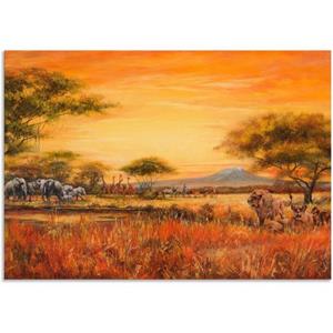 Artland Artprint Afrikaanse steppe met leeuwen als artprint van aluminium, artprint op linnen, muursticker of poster in verschillende maten