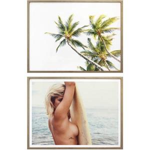 Wall-Art Poster Surfer paradijs met lijst, poster, artprint, wandposter (set, 2 stuks)