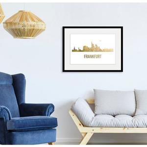 Queence Wanddecoratie Frankfurt skyline GOLD (1 stuk)