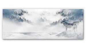 Wall-Art Acrylglasbild "Wölfe im Schnee - Panorama", in 2 Größen