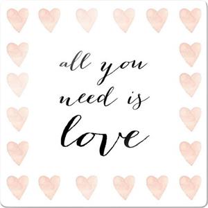 Wall-Art Print op glas Confetti & cream - All you need is love