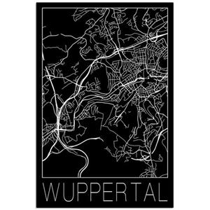 Artland Artprint op linnen Retro kaart Wuppertal zwart