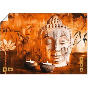 Artland Artprint Boeddha met kaarsen als artprint op linnen, muursticker of poster in verschillende maten