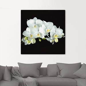 Artland Artprint Witte orchidee op een zwarte achtergrond als artprint van aluminium, artprint op linnen, muursticker of poster in verschillende maten