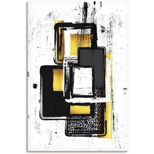 Artland Artprint Abstracte ruiten - Abstracte schilderkunst Nr. 3 goud als artprint van aluminium, artprint op linnen, muursticker of poster in verschillende maten