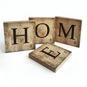 Wall-Art Meerdelige artprint Scrabble deco letters Home (set, 4 stuks)