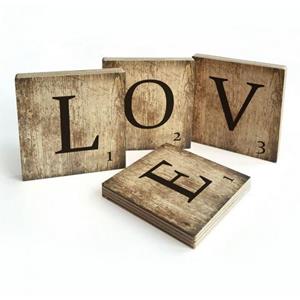 Wall-Art Meerdelige artprint Scrabble deco letters Love (set, 4 stuks)