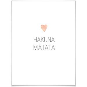 Wall-Art Poster Hart opschrift Hakuna Matata Poster, artprint, wandposter (1 stuk)