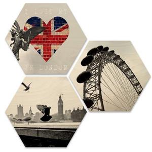 Wall-Art Meerdelige artprint Typisch Londen stadsgezicht set (set, 3 stuks)