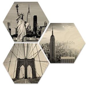 Wall-Art Meerdelige artprint Impressie New York collage (set, 3 stuks)