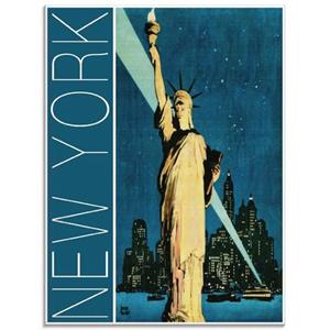 Artland Print op glas New York vintage reisaffiche in verschillende maten