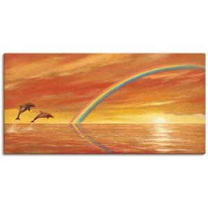 Artland Artprint Regenboog boven de zee als artprint van aluminium, artprint op linnen, muursticker of poster in verschillende maten