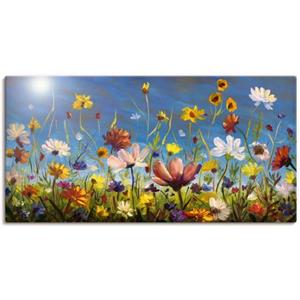 Artland Artprint Weide met wilde bloemen blauwe hemel als artprint van aluminium, artprint op linnen, muursticker of poster in verschillende maten