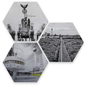 Wall-Art Meerdelige artprint Zilvereffect Berlijn collage (set, 3 stuks)