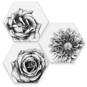 Wall-Art Meerdelige artprint Bloemen collage fleurige decoratie (set, 3 stuks)