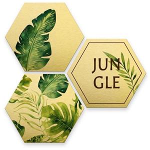 Wall-Art Meerdelige artprint Zilvereffect Jungle collage (set, 3 stuks)