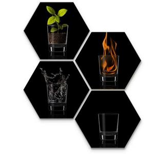 Wall-Art Meerdelige artprint Zilvereffect The Four Elements (set, 4 stuks)