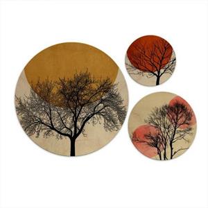 Wall-Art Meerdelige artprint Warme zonsondergang rond (set, 3 stuks)