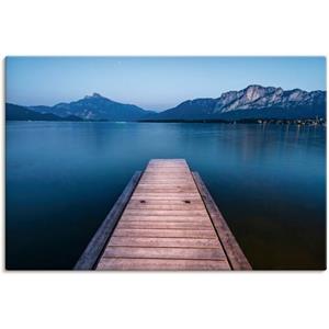 Artland Artprint Houten steiger met het oog op de Mondsee als artprint van aluminium, artprint op linnen, muursticker of poster in verschillende maten