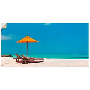 Artland Artprint Ligstoel parasol strand Malediven als artprint van aluminium, artprint op linnen, muursticker of poster in verschillende maten