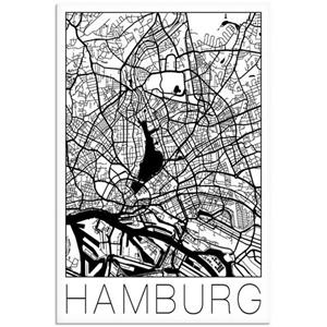 Artland Artprint Retro kaart Hamburg Duitsland als artprint van aluminium, artprint op linnen, muursticker of poster in verschillende maten