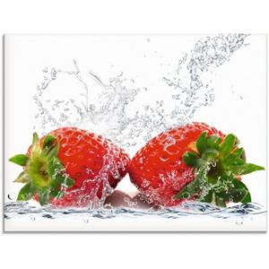 Artland Glasbild "Erdbeeren mit Spritzwasser", Lebensmittel, (1 St.)