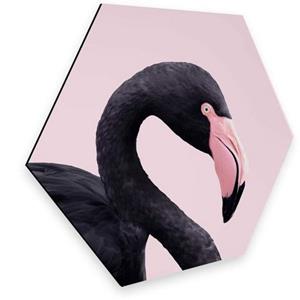 Wall-Art Metallbild "Rosa Flamingo Pink Black Hexagon", (1 St.)