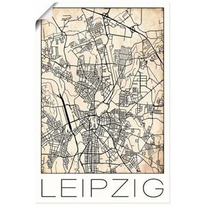 Artland Artprint Retro kaart Leipzig Duitsland Grunge als artprint van aluminium, artprint op linnen, muursticker of poster in verschillende maten