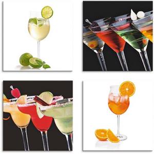 Artland Artprint op linnen Hugo Martinis Margaritas Aperol Spritz set van 4, verschillende maten (4 stuks)