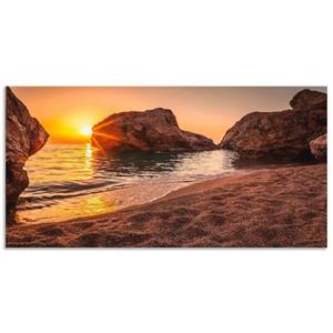 Artland Artprint Zonsondergang en strand als artprint van aluminium, artprint op linnen, muursticker of poster in verschillende maten